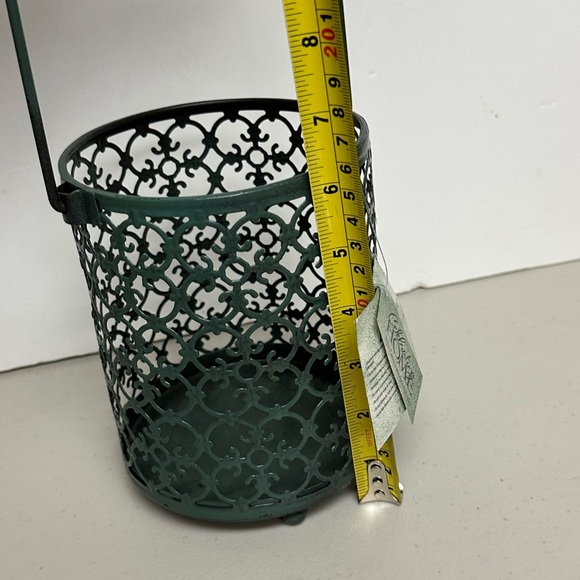 Celebrating Home Retired Catedral Pattern Metal Candle holder with handle . - Picture 8 of 16